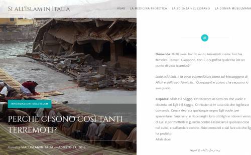 Il delirio del sito islamista: "Il sisma punizione di Allah"
