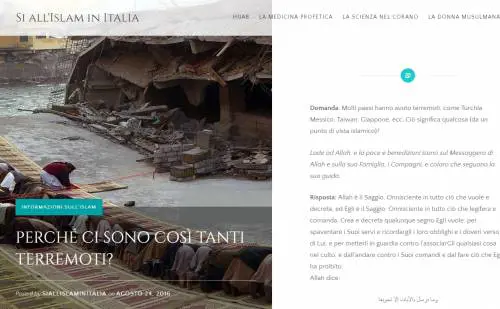 Il delirio del sito islamista: "Il sisma punizione di Allah"