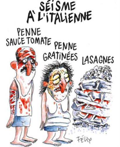 "Charlie Hebdo", vignetta choc sui morti del terremoto in Italia