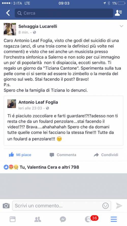 "L'ha rimosso subito il vigliacco": Lucarelli contro chi insulta Tiziana