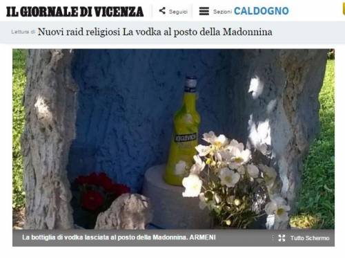 Vandalismo, vodka al posto della statua della Madonna