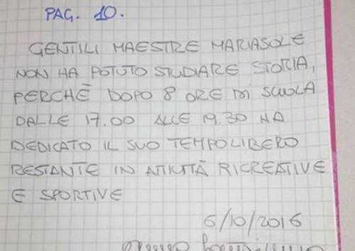 "Troppi compiti, meglio gioco e sport"