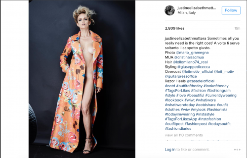Justine Mattera nuda su Instagram