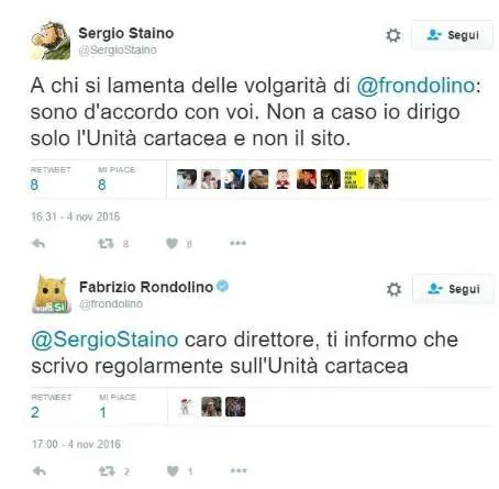 Staino e Rondolino litigano per Bersani