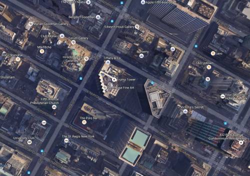Trump Tower vista dall'alto (Google Earth)