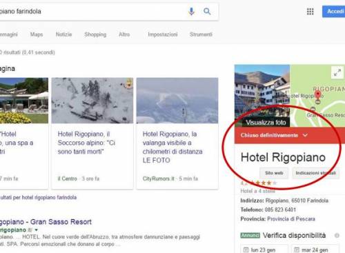 Il cinismo del web: l’hotel Rigopiano è "chiuso definitivamente"