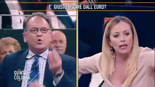 Quinta colonna, Cecchi Paone elogia la Germania. La Meloni replica: "Via dall'Italia"