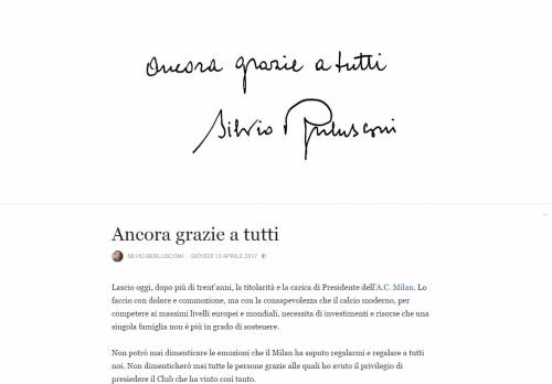 Closing Milan, il messaggio di Berlusconi