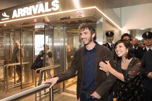 Gabriele Del Grande, l'arrivo all'aeroporto di Bologna