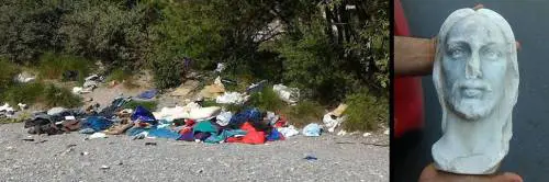 A Ventimiglia tra i rifiuti dei clandestini anche una statua di Gesù
