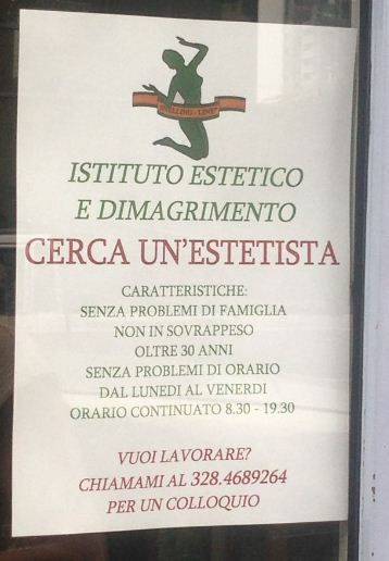 cercasi estetista non in sovrappeso polemica sull annuncio di lavoro ilgiornale it