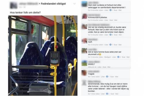 "Invasione di donne con il burqa", ma sono i sedili del bus: epic fail in Norvegia