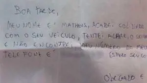 Brasile, tampona Porsche e lascia biglietto di scuse: la storia è virale