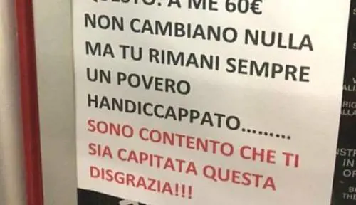 Il cartello contro disabile, procura apre un fascicolo