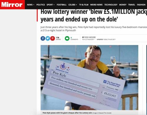 Vince 5 milioni di euro in Lotteria: dopo 3 anni non ha più un soldo