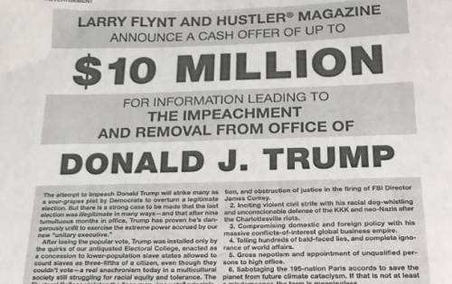 Il re del porno Larry Flynt offre 10 milioni a chi fornisca prove per inguaiare Trump