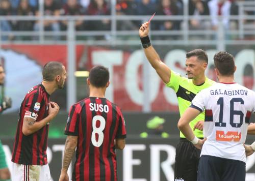 Milan, reazione di Mirabelli all'espulsione di Bonucci