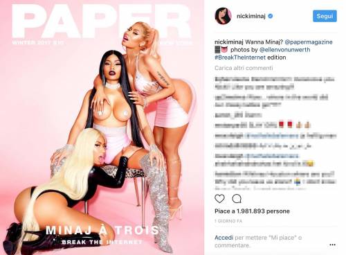 Nicki Minaj topless per Paper Magazine
