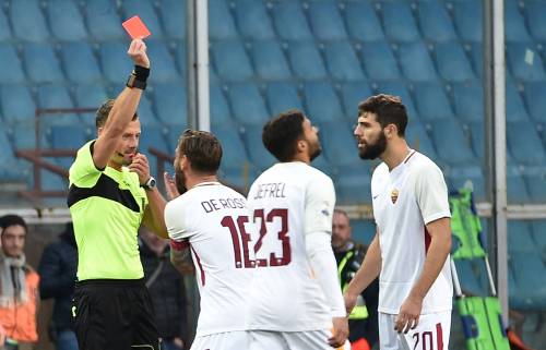 De Rossi espulso con Var per la manata a Lapadula