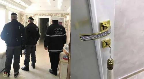 Roma, rubinetti e water d'oro in una casa popolare occupata