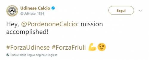 L'Udinese batte l'Inter e vendica il Pordenone: "Missione compiuta"