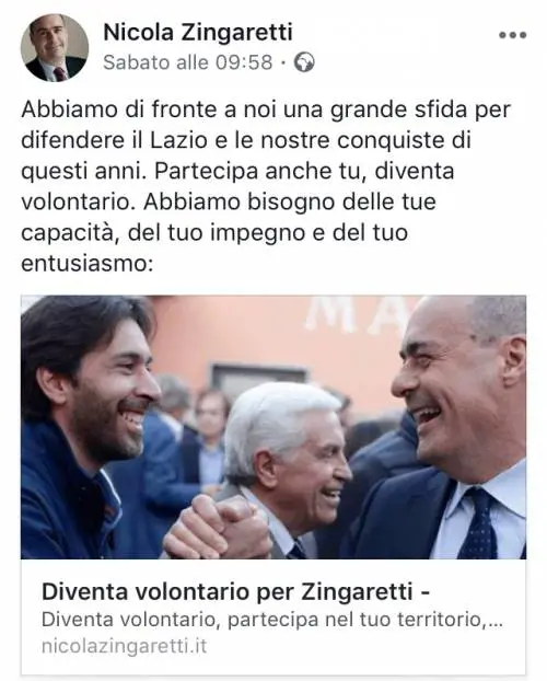 Zingaretti a caccia di volontari, la rete reagisce: "Il lavoro si paga"
