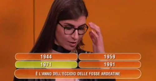Clamorosa gaffe a L'Eredità: "L'anno delle Fosse Ardeatine? 1971"