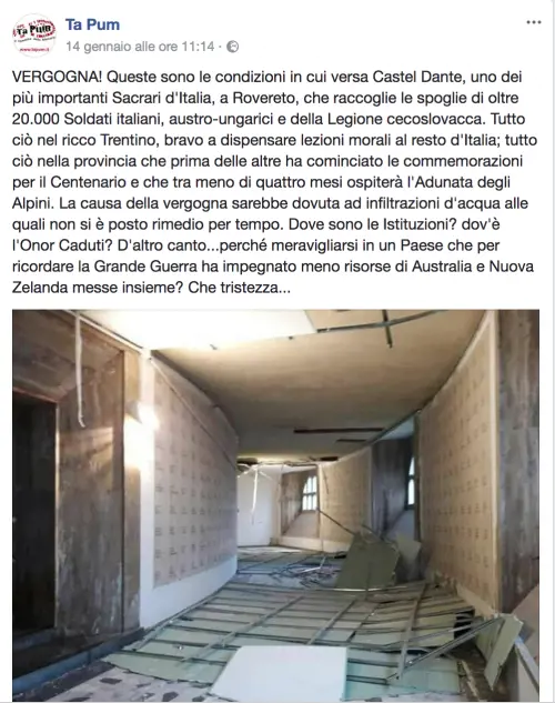 Gli eroi della Grande Guerra nel sacrario che "cade a pezzi"