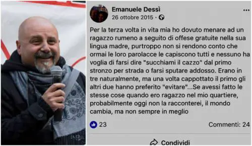 Grillino amico di Spada si vantava su Facebook "Ho menato dei romeni"