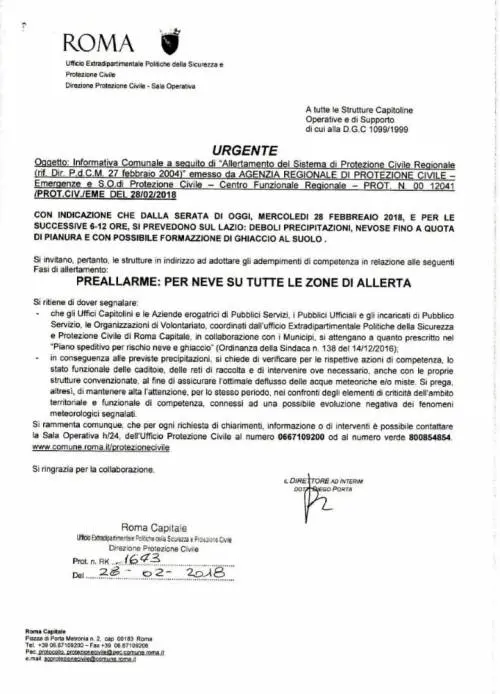 Allerta meteo a Roma: la circolare è piena di errori grammaticali