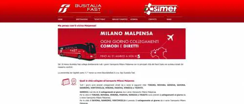 Busitalia Fast, con l'autobus a Milano Malpensa dalle città del Nord Italia