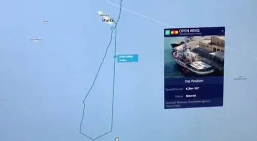 Il tracciato della nave della Ong Open Arms