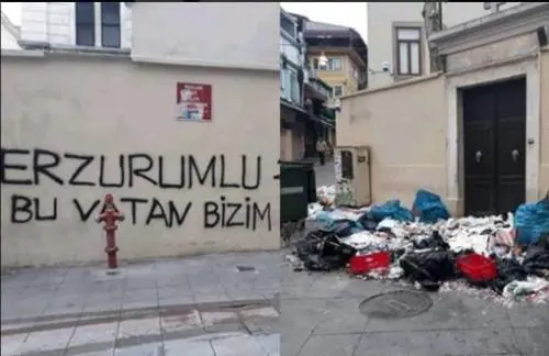 I rifiuti scaricati di fronte alla chiesa armena di Kadikoy