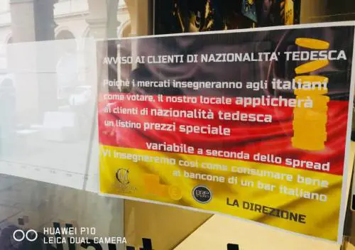 "Vendetta" del bar sui tedeschi: "Ci insegnano a votare? Pagano il caffè in base allo spread"