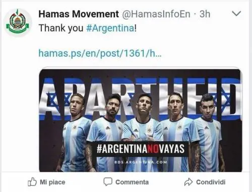 La nazionale argentina cede alle minacce (e Hamas ringrazia)