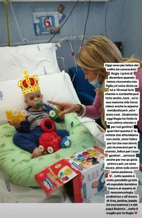 Elena Santarelli insieme a un bimbo ricoverato con il figlio: "A 18 mesi Regis ha finito la chemio"
