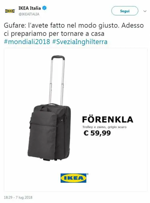 Mondiali 2018, Ikea agli italiani: "Avete gufato bene la Svezia"