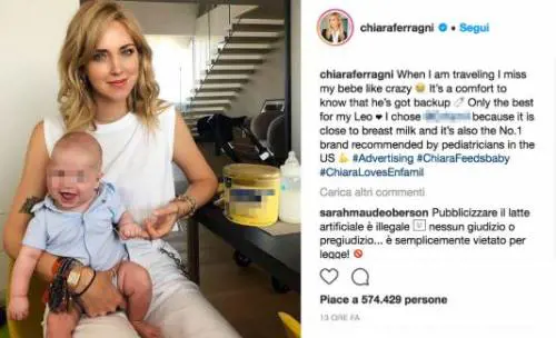 Chiara Ferragni sponsorizza il latte artificiale e fa infuriare il web. Poco dopo il post sparisce