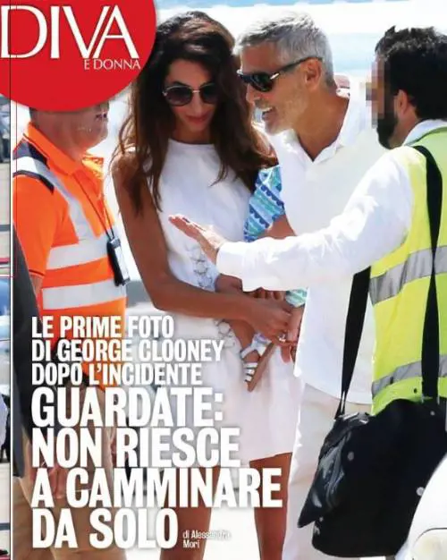 Le prime foto di George Clooney dopo l'incidente: l'attore fa fatica a camminare