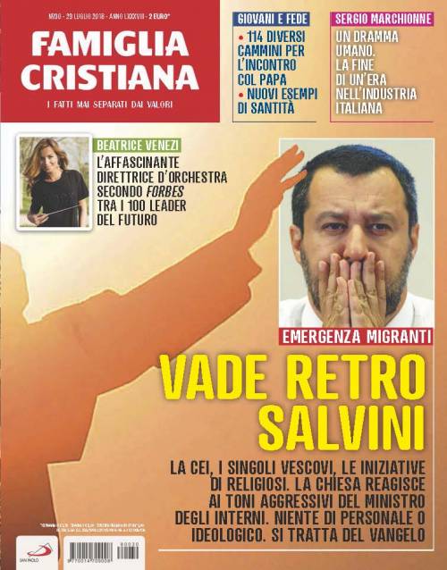 La copertina di Famiglia Cristiana contro Matteo Salvini