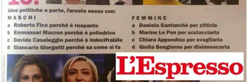 "Marine Le Pen da sculacciare". È bufera sul test de L'Espresso
