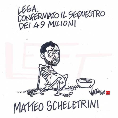 Lega condannata, vignetta di Vauro: Salvini in versione "scheletrini"