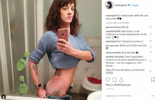 Asia Argento provoca su Instagram: "Selfie del c... autunnale"