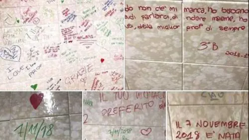 "Prof, eri proprio la migliore". Il dolore scritto sui muri