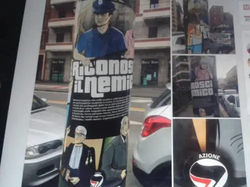 Milano, manifesti Antifascisti contro poliziotti e politici di destra