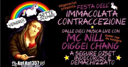 "L'immacolata contraccezione". Il party blasfemo al centro sociale