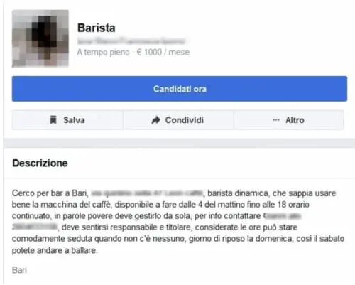L'annuncio choc sul web: barista a meno di tre euro l'ora