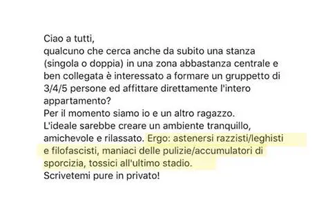 Razzismo radical chic: non si affitta a leghisti