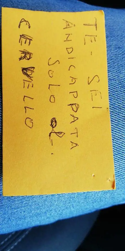 Ripreso perché ha l'auto nel posto per disabili e scrive: 'Tu handicappata'