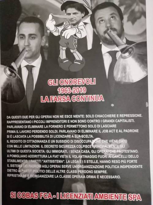 I Cobas preparano il benvenuto a Pomigliano per Di Maio e Salvini